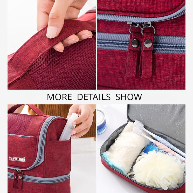 600D Oxford wasserdichte Kosmetiktasche für Frauen, tragbare Haken-Trocken-Nass-Trennung, Wasch-Aufbewahrungstasche, doppellagig, Outdoor-Männer, Reise-Organizer, Make-up-Tasche