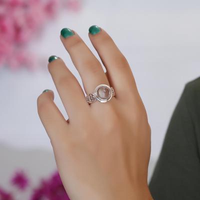 Strieborný prsteň pre ženy s krištálom, 100% rýdze striebro 925, Ručne vyrábané šperky, Strieborné šperky, Darček pre ňu