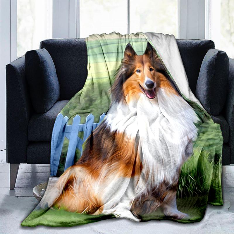 1PC Dog cute printed blanket, all season lightweight home office outdoor nap multifunctional blanket A8