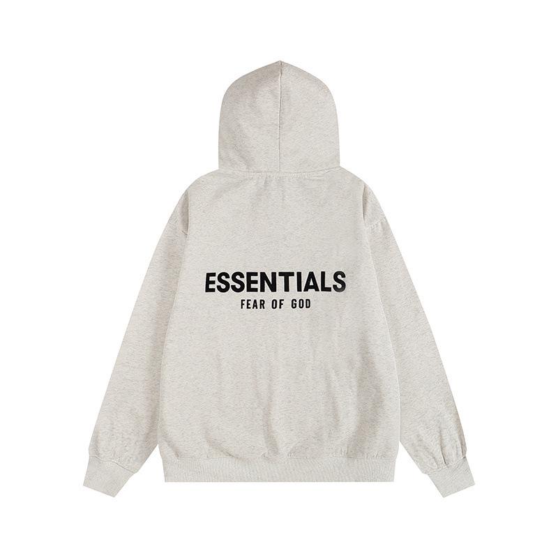 ESS Double-Line Flocked Letter Hoodie - Unisex Loose Fit Plus Velvet Hooded Jacket by Trendy American Brand