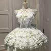 Vestidos Princesa Lolita Doce Japonês Femininos Elegantes Laços Patchwork de Renda Festa Mini Vestido Meninas Kawaii Fofo Babados Vestidos Slim