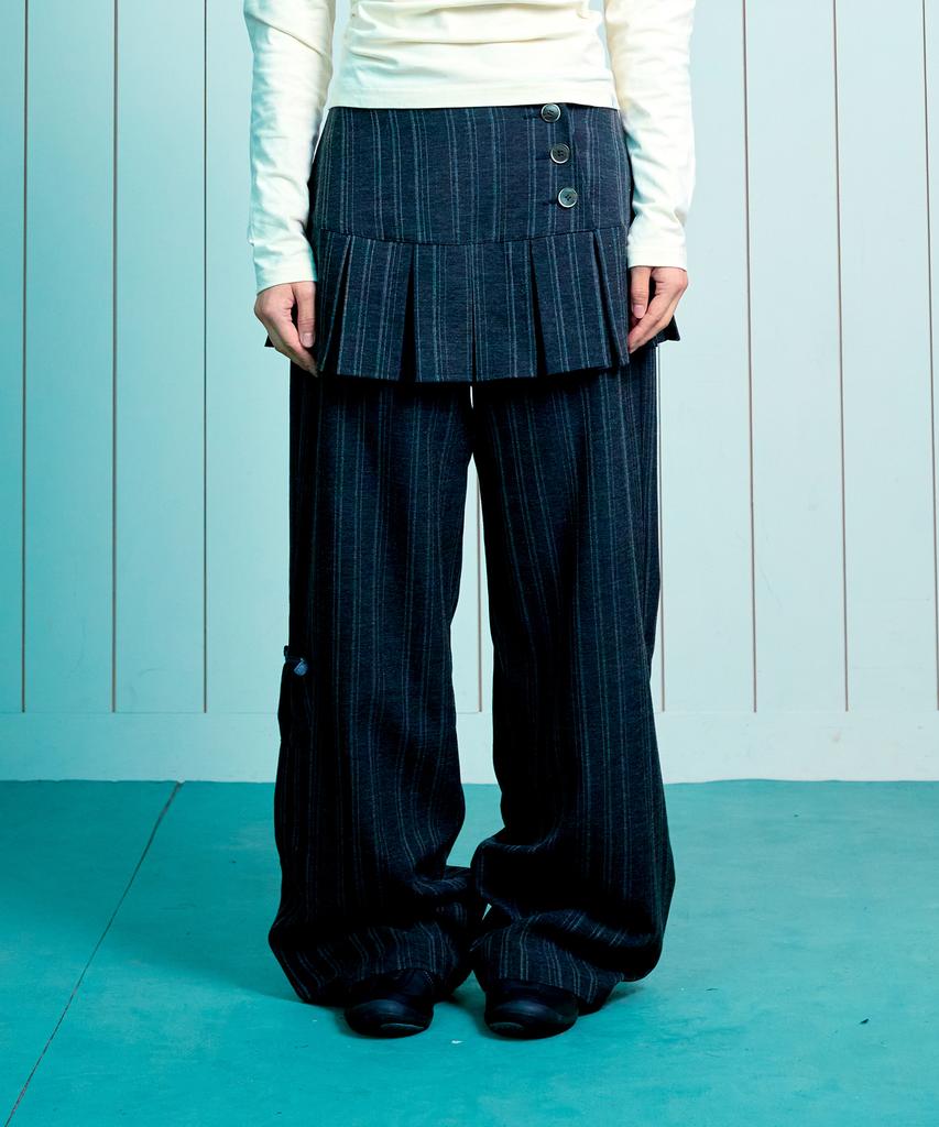 THE COLDEST MOMENT (W) Tcm Skirt Layered Button Pants (Charcoal)