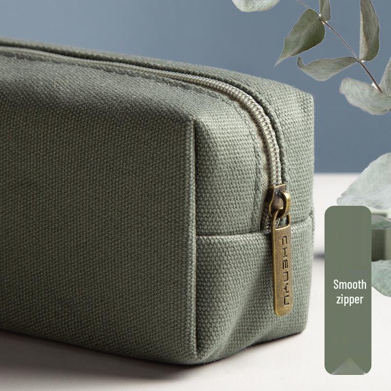 Large Capacity Canvas Pencil Case for Students: Simple, Cute Stationery Box for Boys and Girls