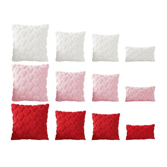 Capa de Almofada Dia dos Namorados Coração de Pelúcia Capa de Almofada Decorativa com Zíper Oculto para Sofá Quarto Sala de Estar