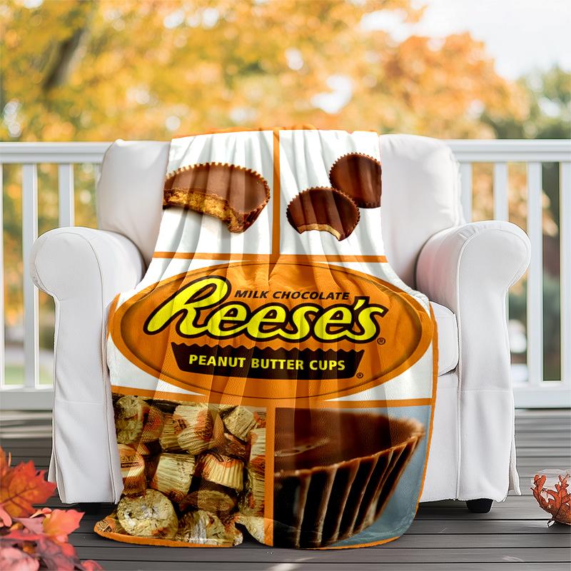 Reese‘S Peanut Flannel Blanket Soft All-Season Throw, Design for Camping, Car Travel, Hiking Sofa, Bed, Office Perfect Gift for Parties