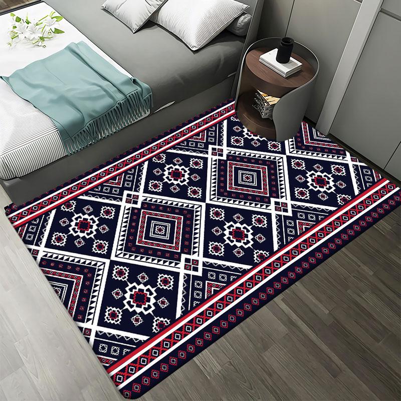Ethnic Style Carpet Living Room Home Area Carpet Bedroom Bedside Modern Non-slip Floor Mat