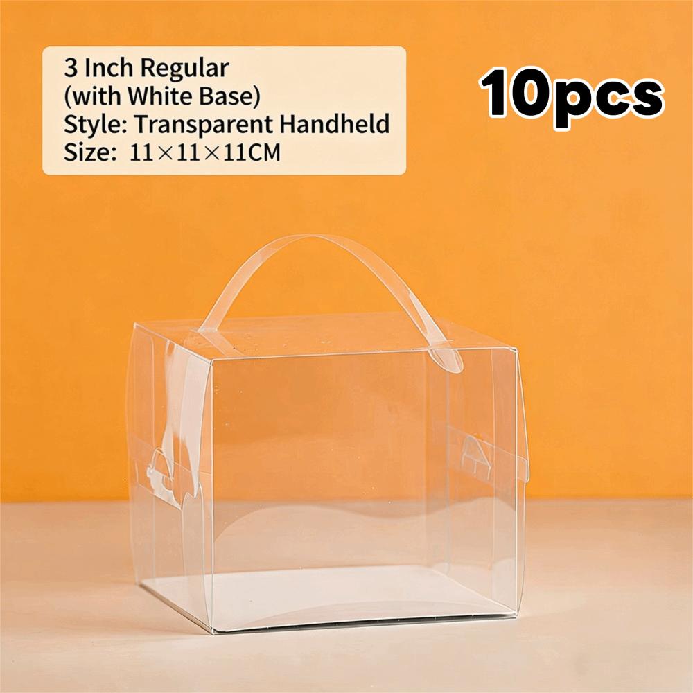 10Pcs Transparent Handheld Cake Box Clear Plastic Portable Birthday Cake Gift Box Baking Cupcake Box Birthday Party