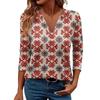 Women's Casual Fashionable Sexy Comfortable V-Neck Christmas Three-Quarter Sleeve Top