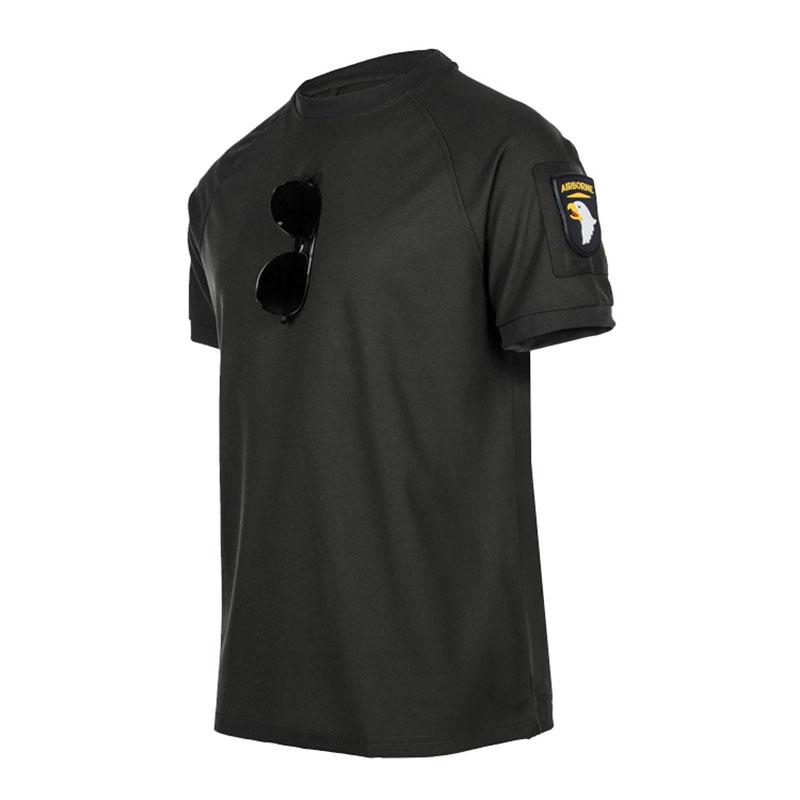 Men's Quick-Drying Tactical T-Shirt: Round Neck, Short Sleeve, Plus Size, Perfect for Military Fans, Outdoor Activities & Security Training.