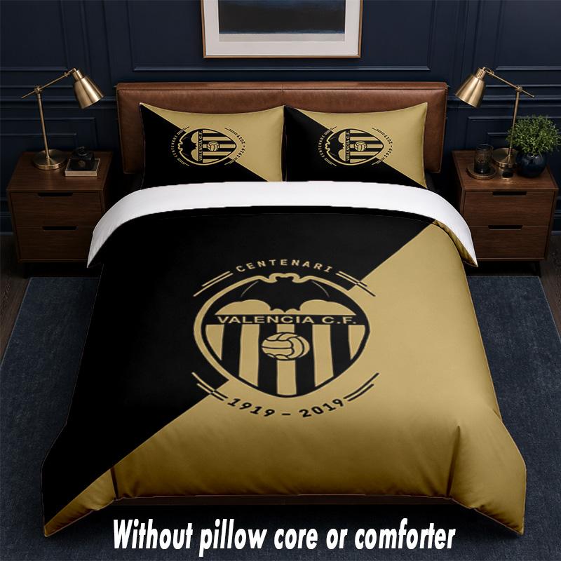 Valencia FC Design Bed Bedding Set 1 Duvet Cover + 2 Pillowcases Soft Breathable Household Bed Linens