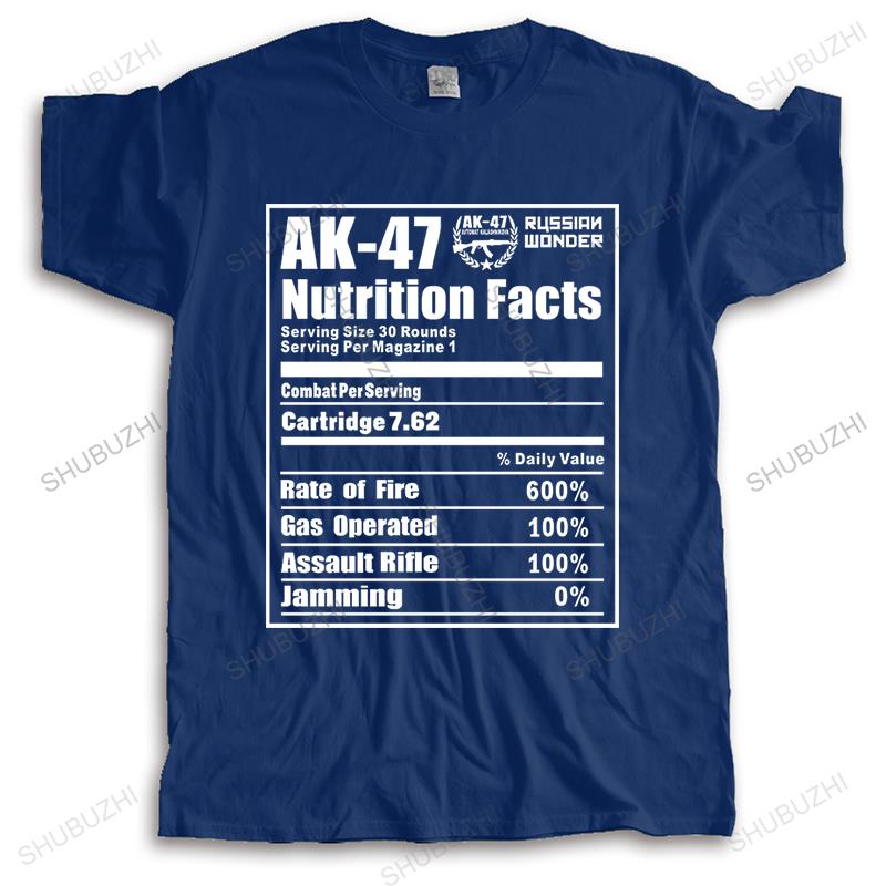 Unisex Crew Neck Tops fashion Cotton Tshirt New AK Russian Riffle Funny Nutrition Facts casual loose style tops Bigger size