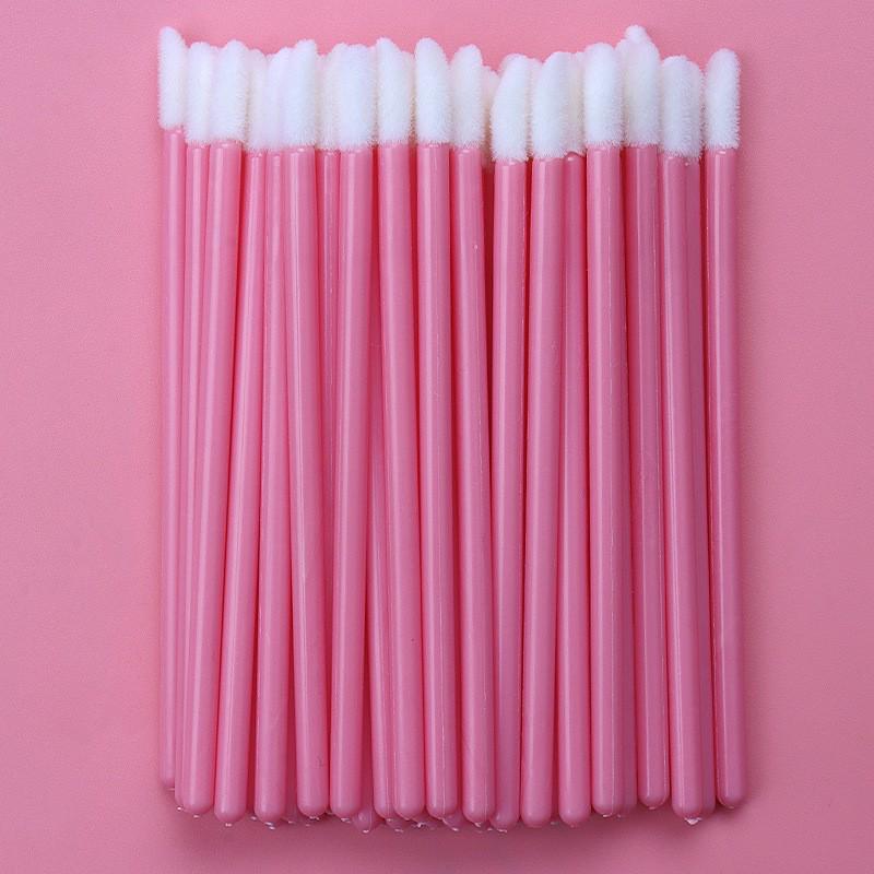 50-Pack Disposable Lip Brushes - Portable Solid Lipstick, Lip Gloss, and Makeup Cleaning Swabs