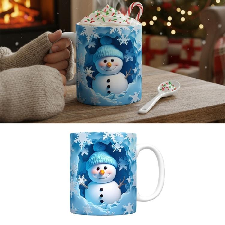Festival Snowman Themed Ceramic Mugs Christmas Kitchenwares For Coffee Teas Dishwasher Friendly Homes Use