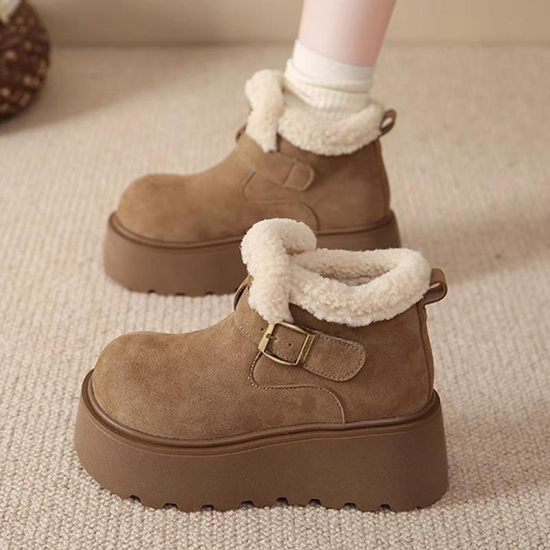 

Women Fur Boots Winter High Top Cotton Shoes Fashion Suede Casual Ankle Boot Women Snow Boots Plush Warm Winter Boot Botas Mujer 35 хакі