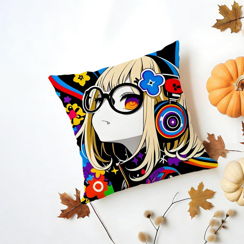 Fashion Pop Art Anime Street Graffiti Cushion Cover Washable Linen Pillowcase Soft for Daily Sofa Bed Home Room Decor