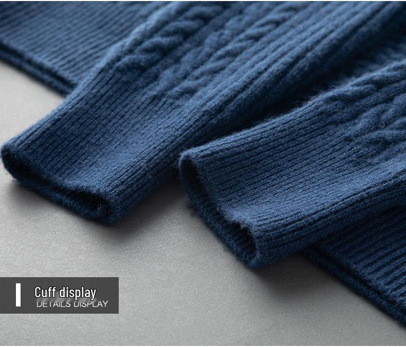 Men's Plus Size Cashmere Sweater - Thick, Warm, Loose Fit for Autumn & Winter