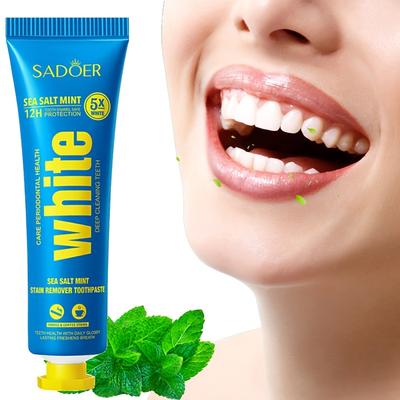 Set SADOER Dentifricio con Estratti di Piante Bianche - Pulizia Profonda, Dentifricio Fresco, Dentifricio da Viaggio, Set da 5 Pezzi di Dentifricio per Denti Sensibili