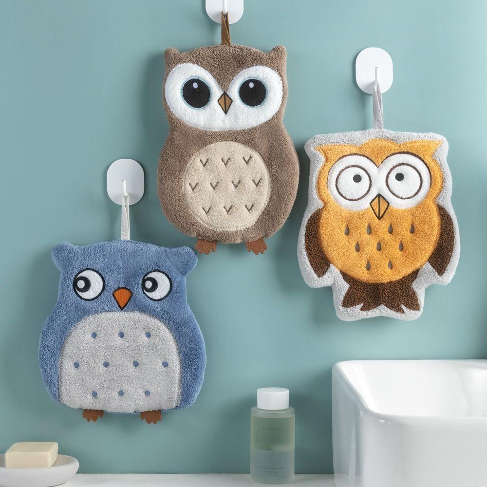 Hangable Kitchen Handkerchief Soft Cleaning Cloth High Quality Owl Hand Towels Kitchen Home