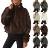 Sudadera de mujer acogedora con forro y media cremallera con cuello alto para uso casual