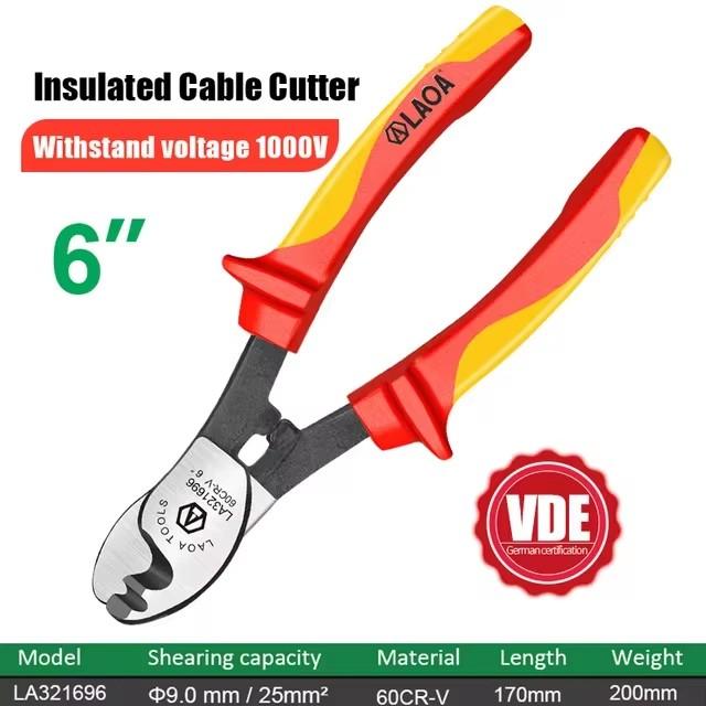 LAOA insulated cable scissors cable cutter 1000v electrician professional pliers impact stripping tool VDE pliers