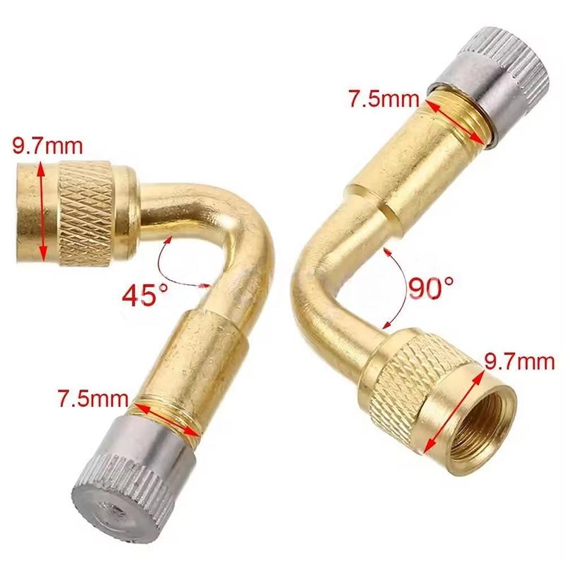 4PCS 45/90Degree Angle Tyre Valve Extension Adaptor Motorcycle Motorbike Tires Wheels Part Accessories