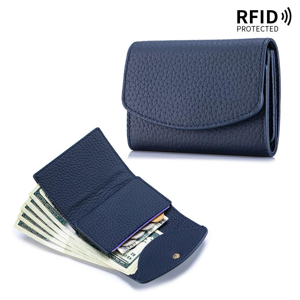 Women Genuine Leather Slim Short Wallet RFID Blocking mini Wallet Credit Card Holder money clip wallet Zipper Coin pocket