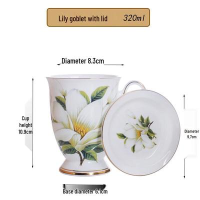 Shangqi Lily Benporslin Kaffemugg med Hög Fot