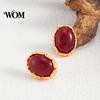 Commuter Accessories for Office 1 Pair Vintage Oval Stud Earrings Women, Retro Statement Lightweight Jewelry Women Gemstone Earrings, Gold Frame