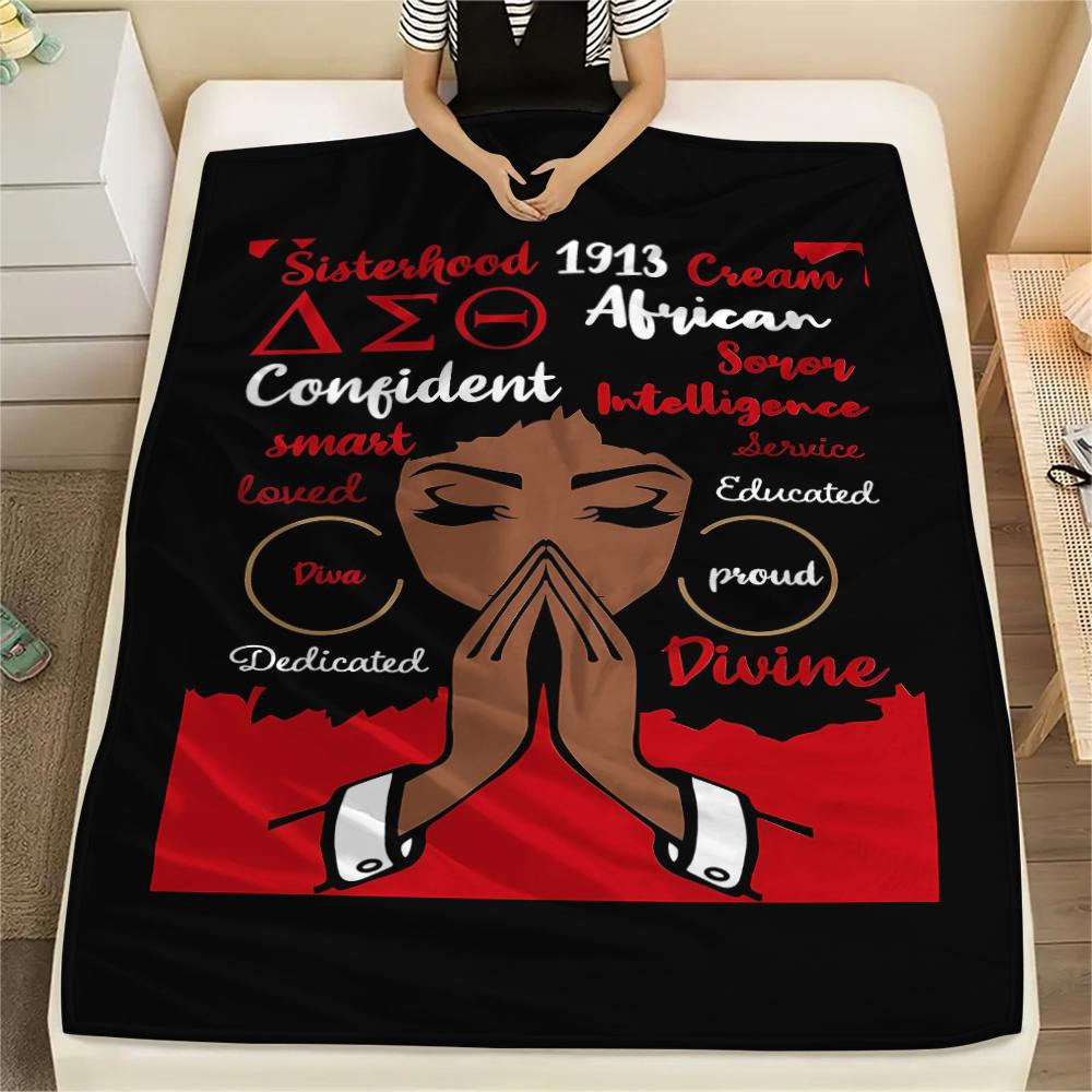 1PC Delta Sigma Theta Print Flannel Blanket, High quality All Seasons, Home Decor, Warmth and Comfort, Perfect for Christmas Gifts