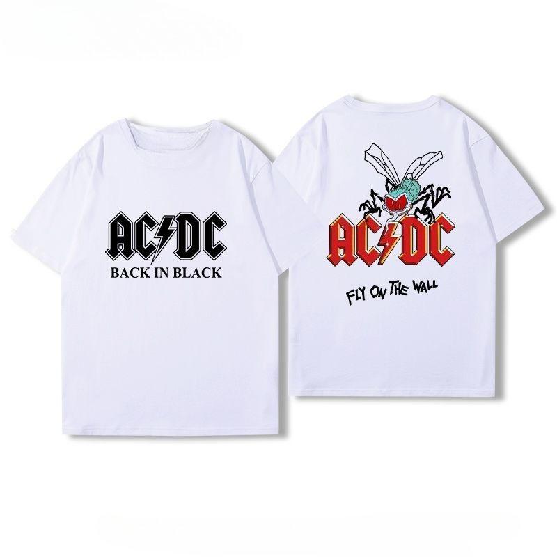 ACDC Rockband Peripherie Kurzarm-T-Shirts für Männer und Frauen Reine Baumwolle Amerikanischer Street Hip-Hop Freizeitkleidung für Sommer