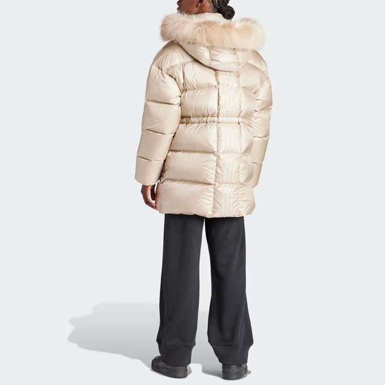 adidas Originals Puffed Long Fur-Collared Down Jacket Women Outerwear Light-Khaki IR7116