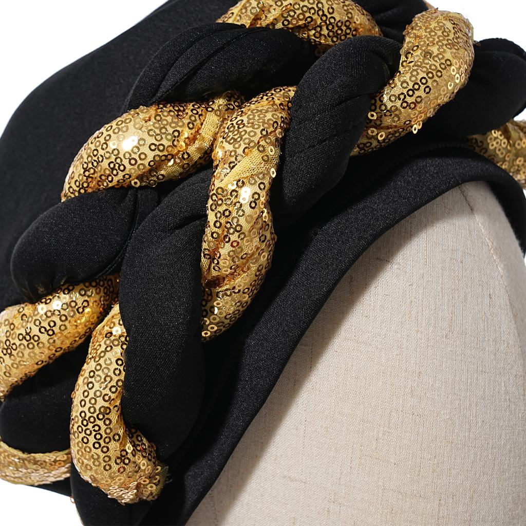 Bonnet for Women Turban Twist Simple Ethnic Headscarf European American Versatile Thick Braids Milk Silk Cross-Wrapped Headgear