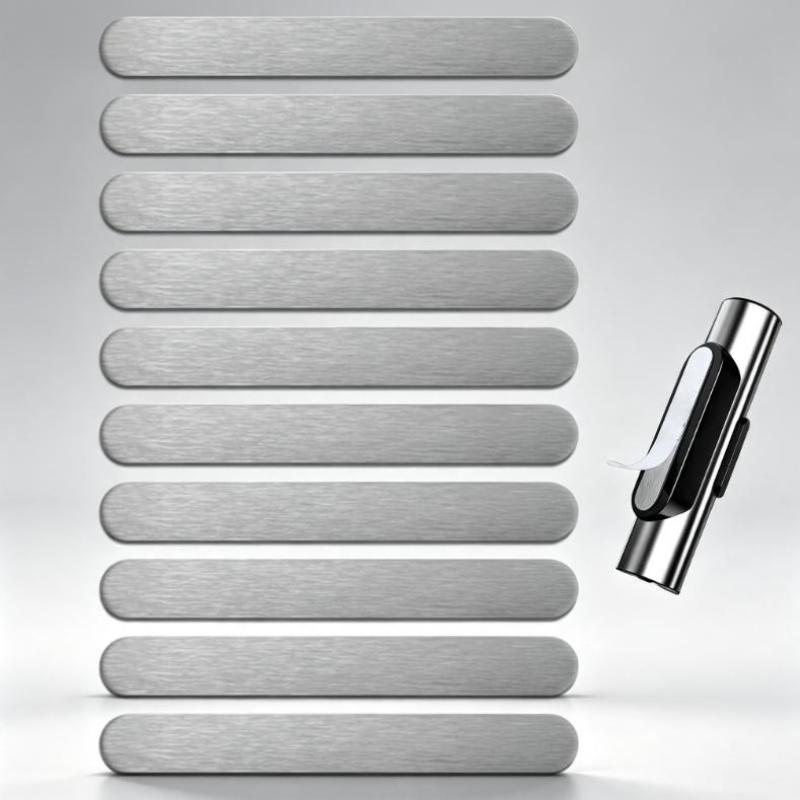 Self Adhesive Magnetic Metal Strips 10Pcs Non Scratch for Car Parking Sign Phone Mount Furniture Accessories