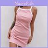 Abito estivo casual sexy da donna senza maniche con spalline corto aderente misto cotone stile