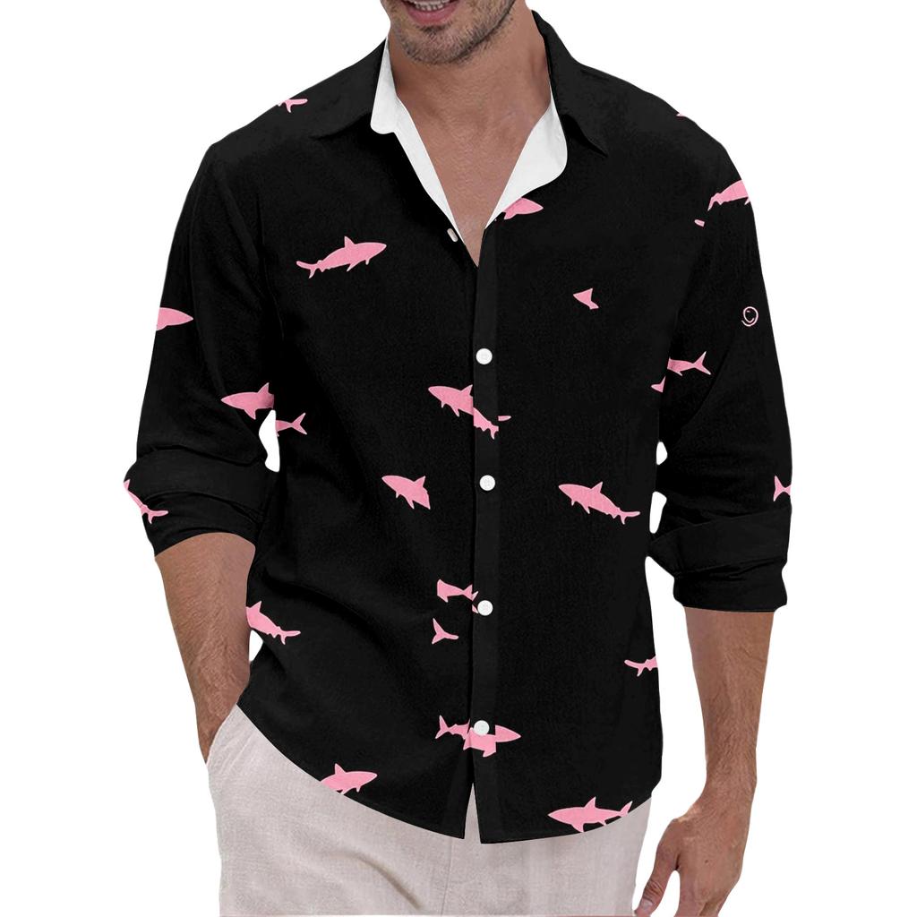 Men's Hawaii Summer New Loose Long Sleeve Shirt Cardigan Beach Shirt