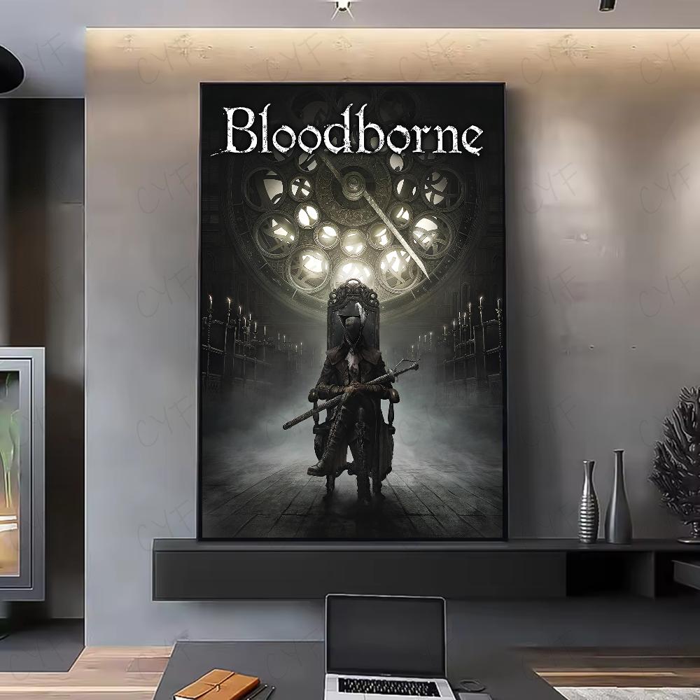 Dark Hunter B-Bloodborne Game Poster HD Art Sticky Wall Waterproof Home Living Room Bedroom Bar Aesthetic Decoration