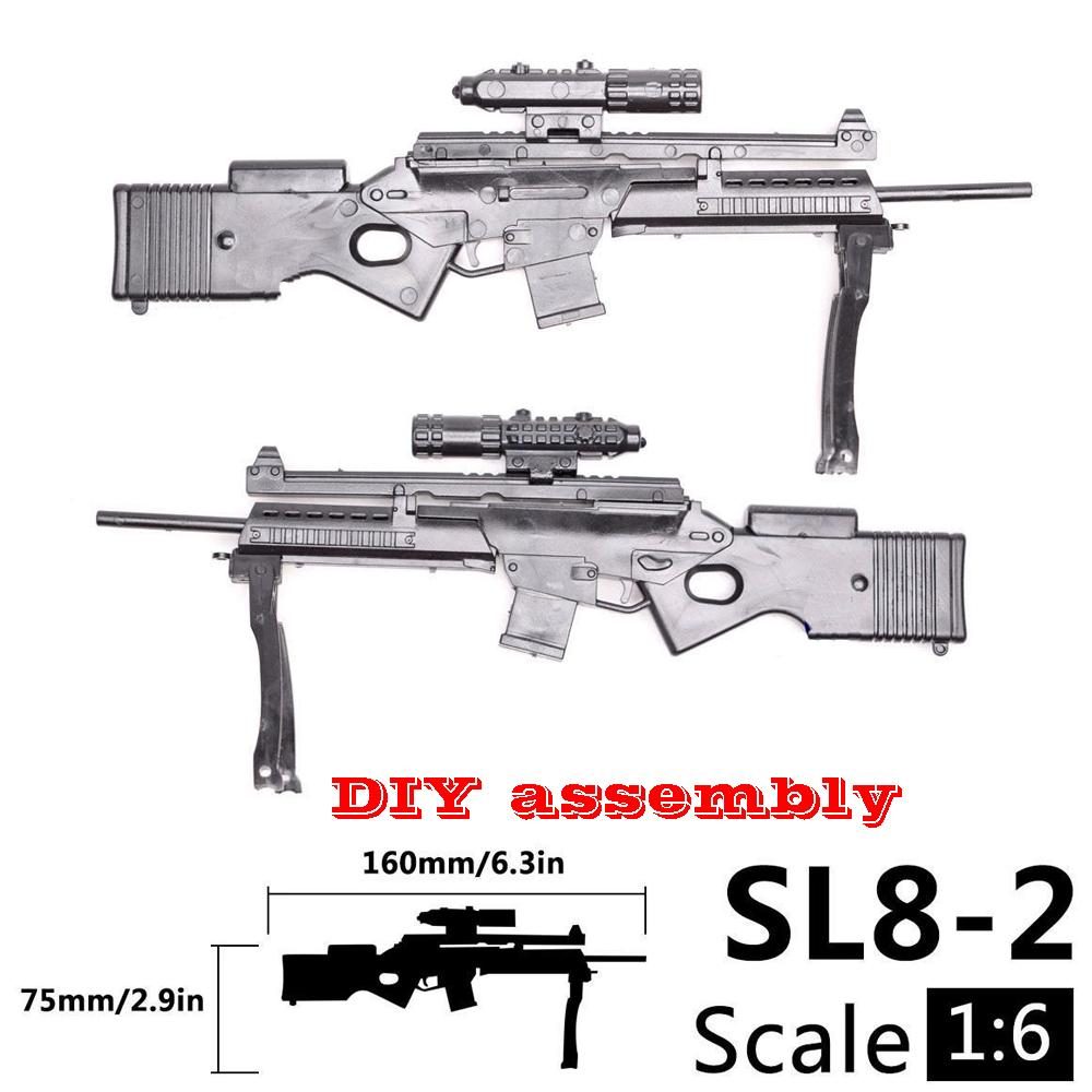 1:6 Scale Toy Mini Gun Model M134 MG42 AK47 98K Rifle Puzzles Building Bricks Assembly Scene Sandpan Game Toy