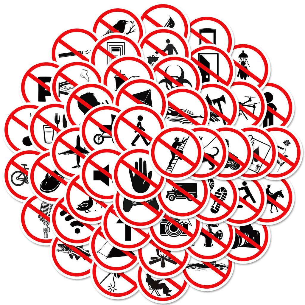 New 50 Prohibited Logo Stickers Creative Fun Waterproof Stickers