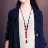 GEMCHIC Collana a Maglia Rossa con Perline Etniche da Donna Catena Lunga con Ciondolo Vintage Moda Boho Gioiello Statement Regalo