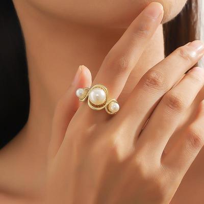 High-End Freshwater Pearl Adjustable Ring - Minimalist Fashion for Women