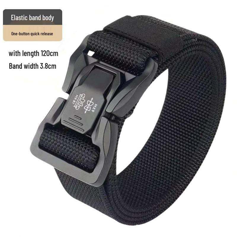 Men's Adjustable Leather Tactical Belt: Elastic, Versatile, Casual, Outdoor Training, Workwear