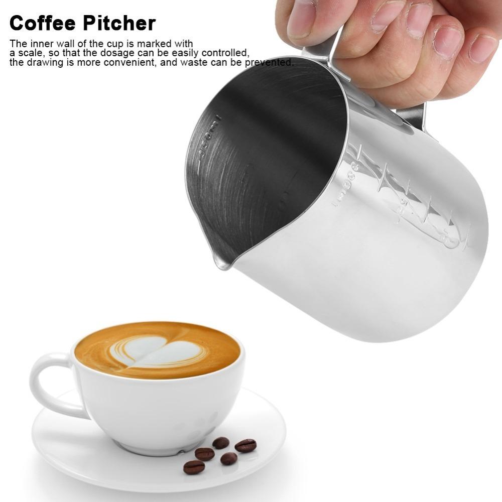 Clear Scale Milk Frothing Cup Stainless Steel Pull Flower Cup  Cappuccino Making 350ml