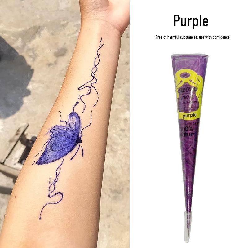 Henna Flower Tattoo Cream: Waterproof, Semi-Concealing, Hand-Painted Pigments