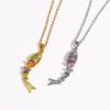 Creative Swinging Fish Pendant Necklace Colorful Copper Alloy Jewelry For Women Fashionable Dynamic Neckchain