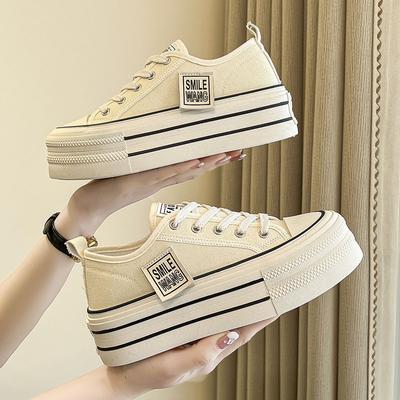 Platform canvas schoenen dames lente nieuwe canvas schoenen muffin schoenen verhoogde kleine geurige canvas schoenen dames