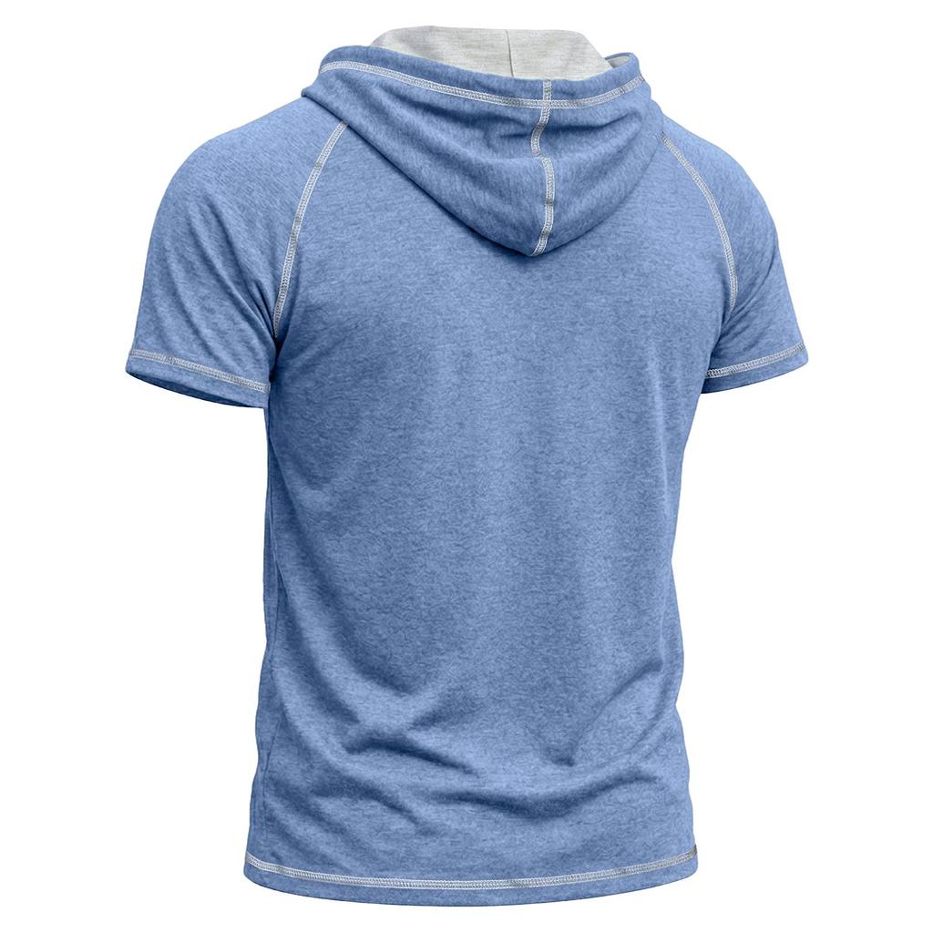 Men’s Shirts Short Sleeves Hooded T-shirts Fitness Tops Summer Casual Wear Pullover Hoodie