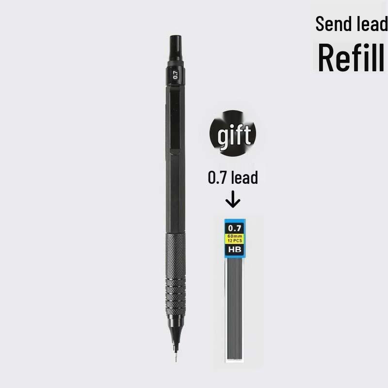 Professional Metal Mechanical Pencil, 0.5/0.7mm, Low Center Gravity, Weighted Feel, Continuous Lead Feed for Drawing & Painting.