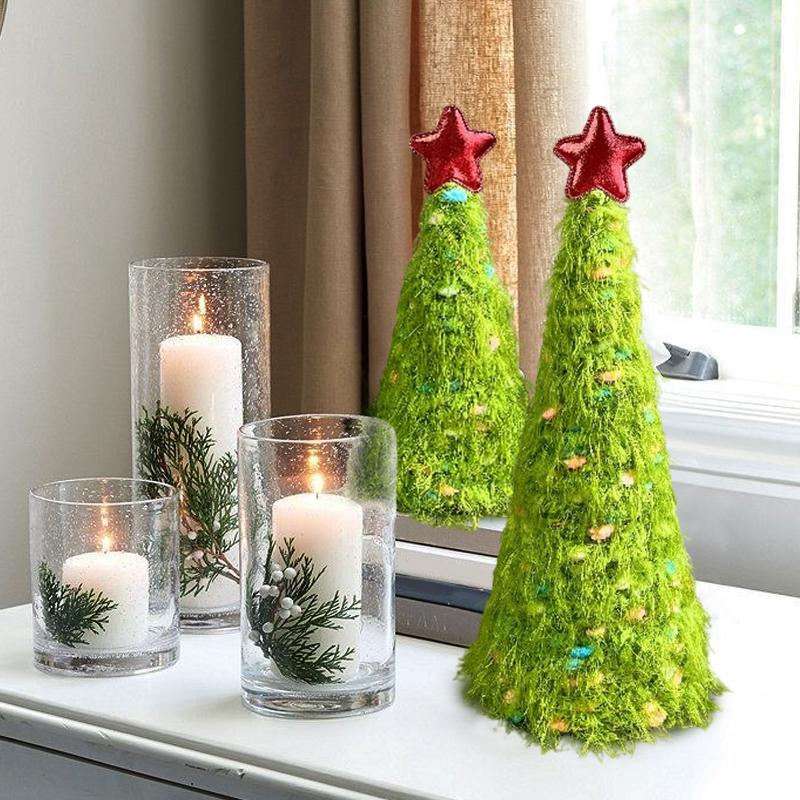 Christmas Christmas Desktop Ornaments Christmas Gifts Colorful Dot Design Cute Plush Christmas Tree Exquisite 3PCS/Set