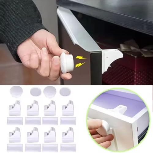 10er-Pack Magnetische Kindersicherungs-Schrankverschlüsse mit 2 Schlüsseln, Keine Bohrer Unsichtbarer Klebstoff Baby-Sichere Schubladenriegel für Schränke & Schränke