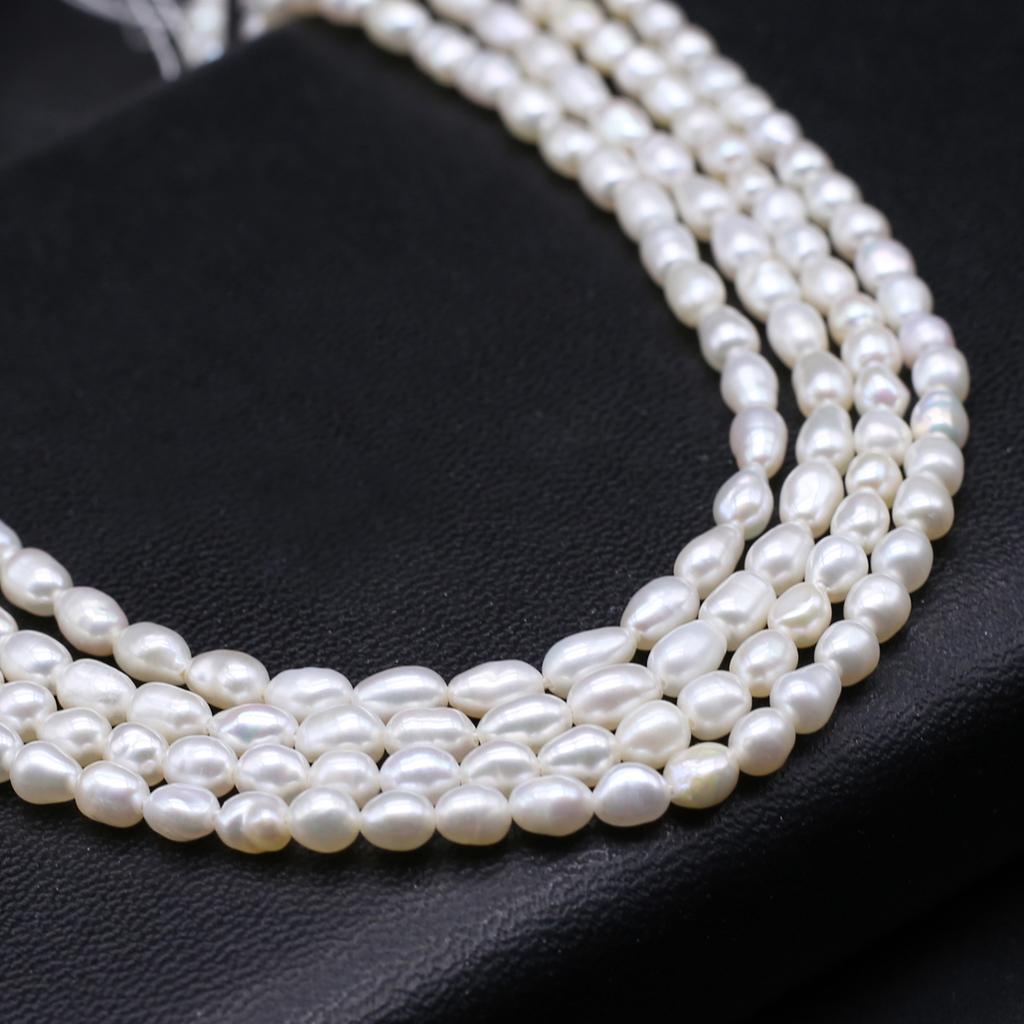 1String, Luxury Natural Freshwater Pearls, 3-4mm, White Rice-Shaped Pearl Beads for Jewelry Making DIY Crafts, Wedding Gift for Women, 36cm